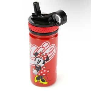 Disney Minnie Mouse Kids Water Bottle Red Flip Straw Cup BPA Free Cute